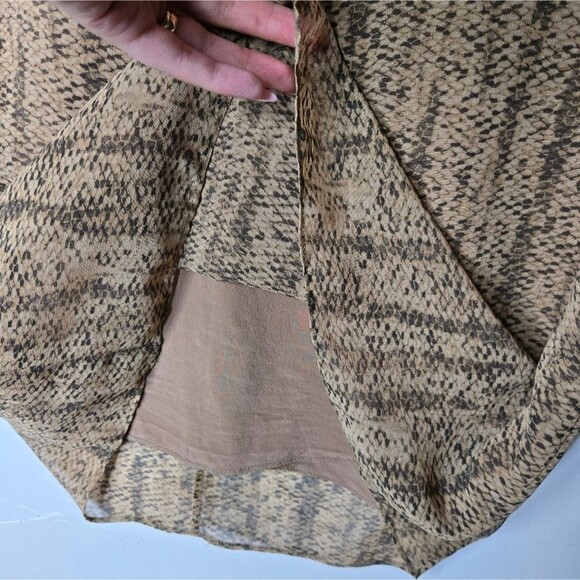 Rory Becca 100% Silk Snakeskin Shift Mini Dress Sheer Longsleeve Lined Size S - Picture 5 of 10